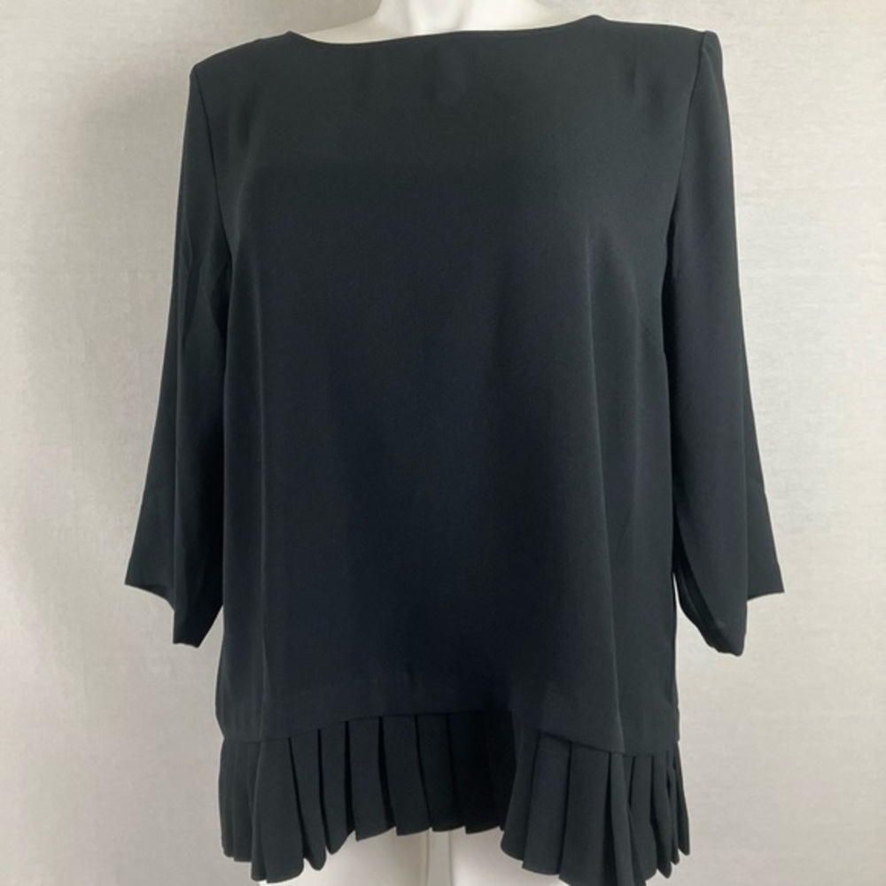 J. Jill Black Blouse with Pleated Hem